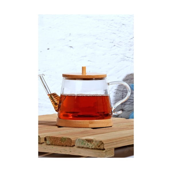 Stakleni čajnik s poklopcem od bambusa Kutahya Daphne