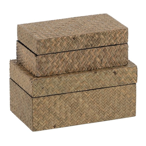 Smeđe dekorativne kutije za pohranu u setu  2 kom 25x15x12 cm – Ixia
