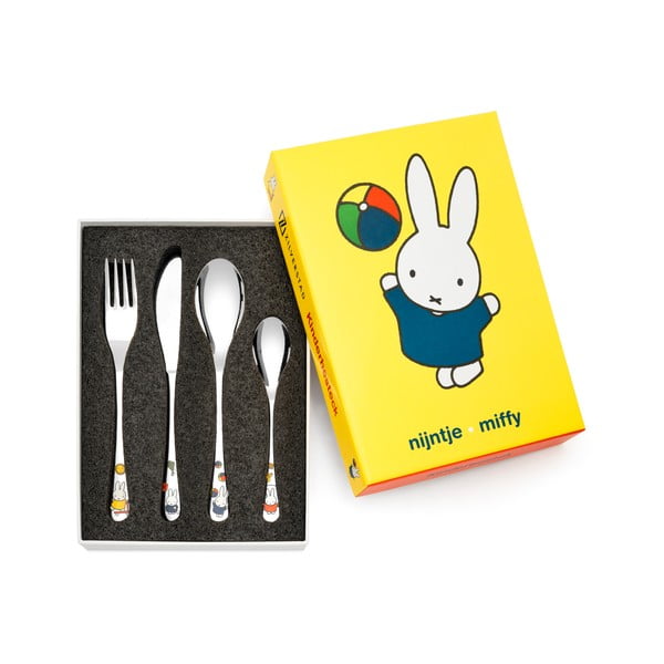 Dječji pribor za jelo 4 kom od nehrđajućeg čelika u srebrnoj boji Miffy – Zilverstad