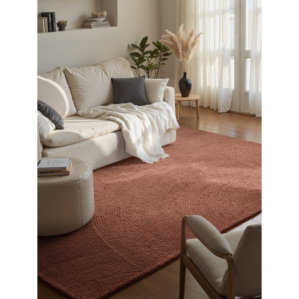 Ručno rađen vunen tepih boje terakote 160x230 cm Calmio – Hanse Home-image-1