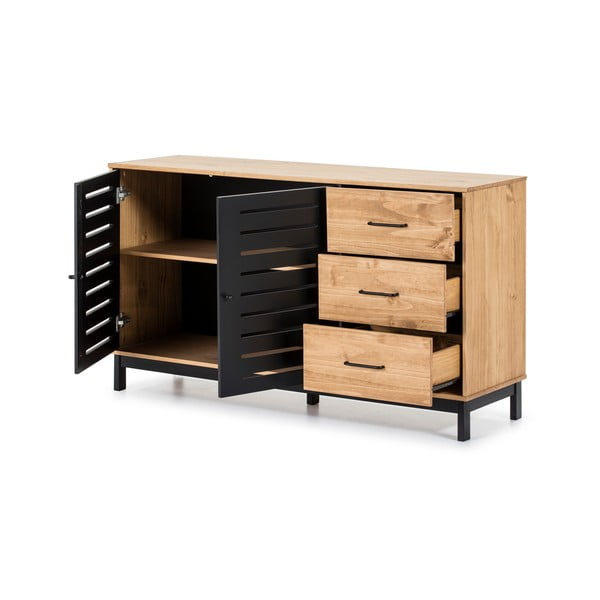 Komoda s drvenom konstrukcijom i crnim detaljima Marckeric Alessia, širina 141 cm-image-4