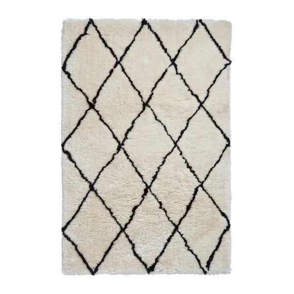 Kremasto bijeli tepih s crnim detaljima Think Rugs Morocco, 150 x 230 cm