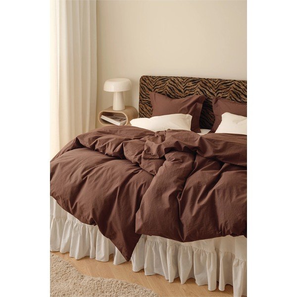 Smeđa posteljina za krevet za jednu osobu od organskog pamuka 150x200 cm Juliette – Ellos Home-image-1
