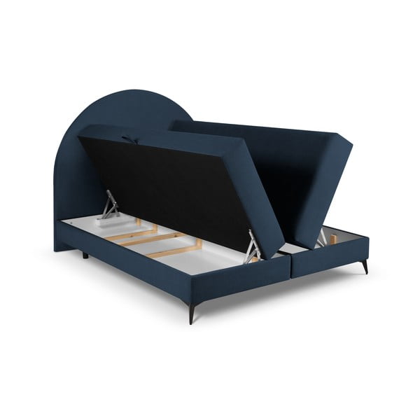 Tamnoplavi boxspring krevet s prostorom za pohranu 160x200 cm Sunrise - Cosmopolitan Design-image-4