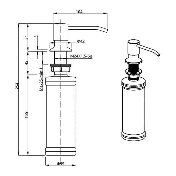 Plastičan dozator sapuna u sjajno srebrnoj boji 350 ml – Sapho-image-2