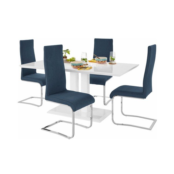 Set blagovaonskog stola i 4 plave stolice Støraa Mai-image-1
