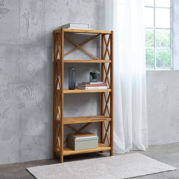 Regal od punog hrasta u prirodnoj boji 70x161 cm X-Shelf – Unique Furniture-image-1
