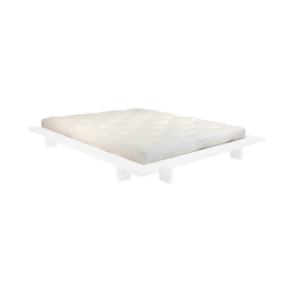 Bračni krevet od borovine s madracem Karup Design Japan Comfort Mat White/Natural, 140 x 200 cm