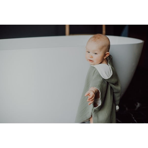 Dječji pončo od kaki muslina veličine M - Malomi Kids-image-3