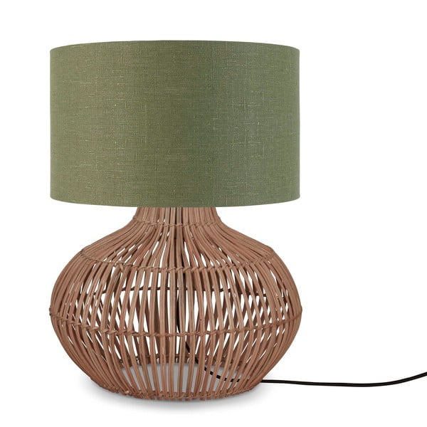Zelena/u prirodnoj boji stolna lampa s tekstilnim sjenilom (visina 48 cm) Kalahari – Good&Mojo