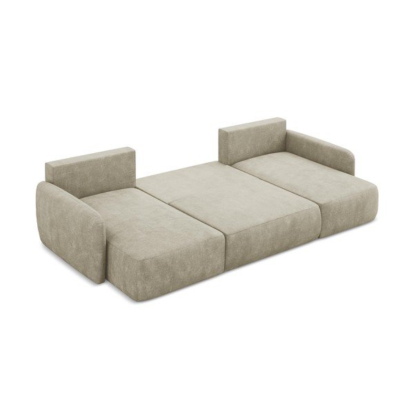 Bež sklopiva/s prostorom za pohranu kutna garnitura od šenila (u obliku slova "U") Lilo – Makamii-image-4