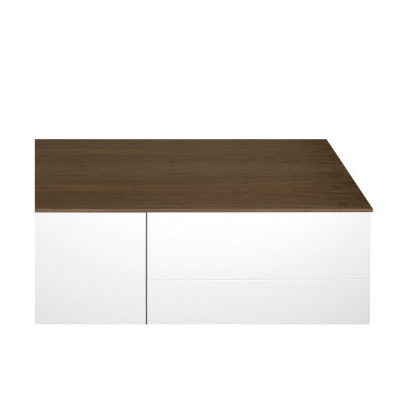 Bijela komoda s gornjim dijelom od oraha s 3 ladice, 3 vrata i crnim nogama TemaHome Join-image-4