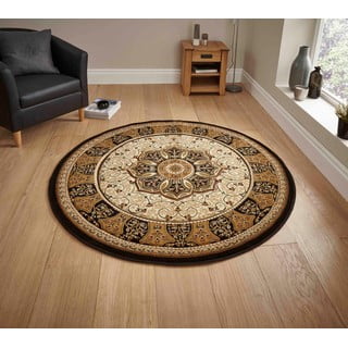 Crni/bež okrugao tepih ø 150 cm Heritage – Think Rugs