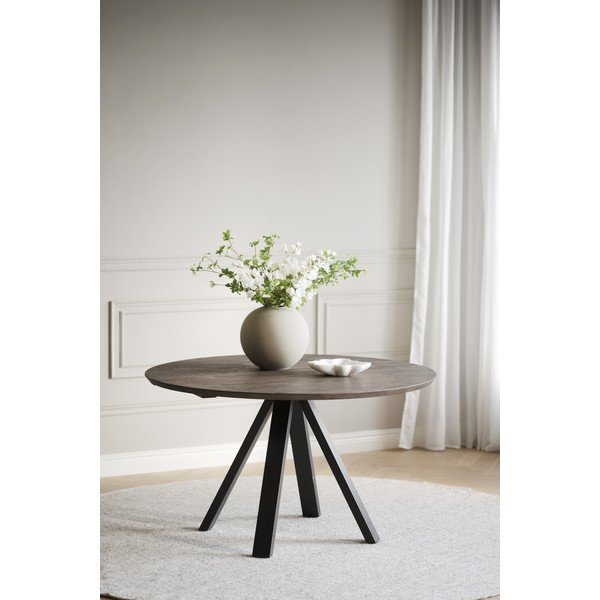 Tamno smeđi okrugao blagovaonski stol s hrastovom pločom stola ø 130 cm Carradale – Rowico-image-1