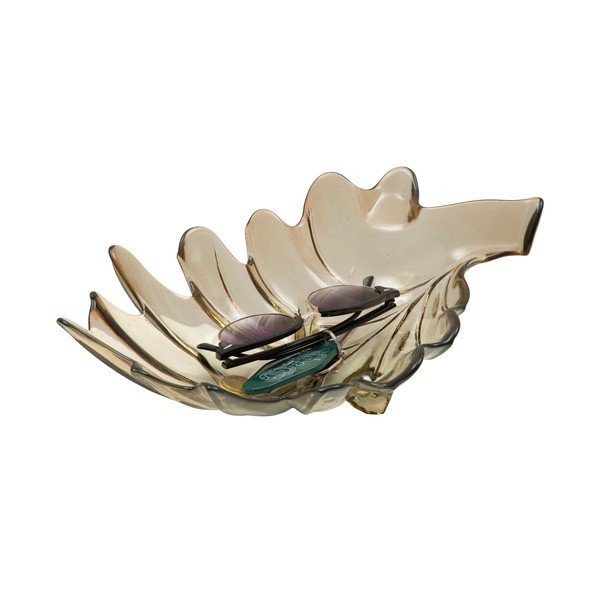 Siva zdjela od recikliranog stakla Mauro Ferretti Leaf, 33 x 20 cm-image-2