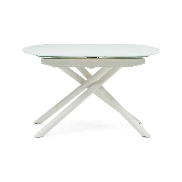 Bijeli proširiv blagovaonski stol sa staklenom pločom stola 100x130 cm Yodalia – Kave Home-image-2