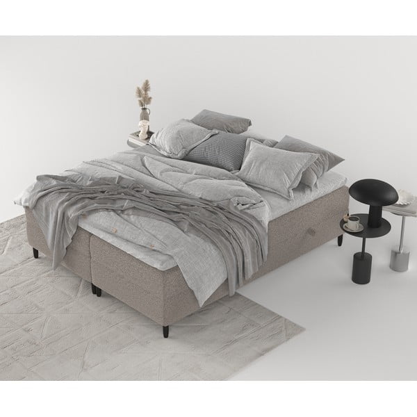 Smeđi boxspring krevet s prostorom za pohranu 200x200 cm Malte – Maison de Rêve-image-2