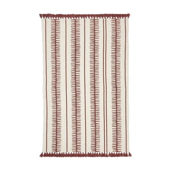 Bež-crveni ručno tkani pamučni tepih Westwing Collection Rita, 50 x 80 cm