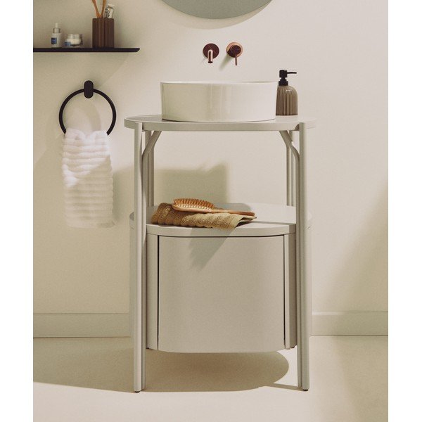 Bijeli keramički okrugao umivaonik ø 36 cm Ovara – Kave Home-image-1