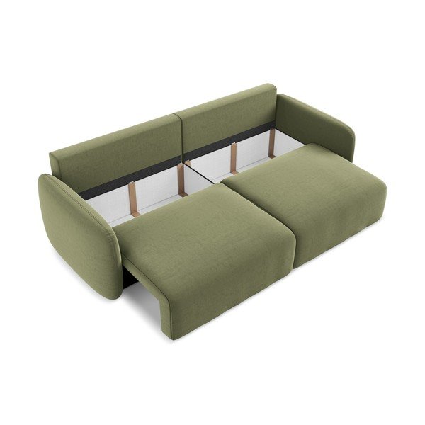 Zelena baršunasti sklopiva/s prostorom za odlaganje sofa 238 cm Kalena – Makamii-image-4