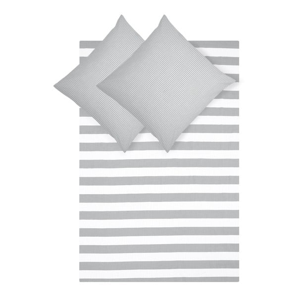 Sivo-bijela posteljina od pamuka Kjana, 200 x 200 cm