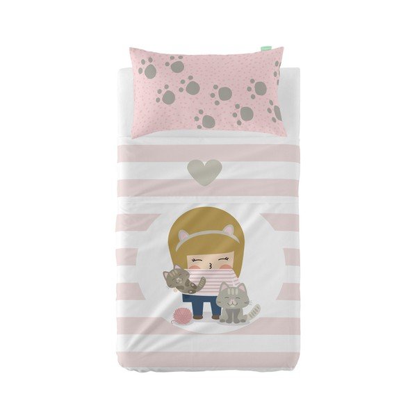 Set plahti i jastučnice od čistog Happynois Kittty pamuka, 100 x 130 cm