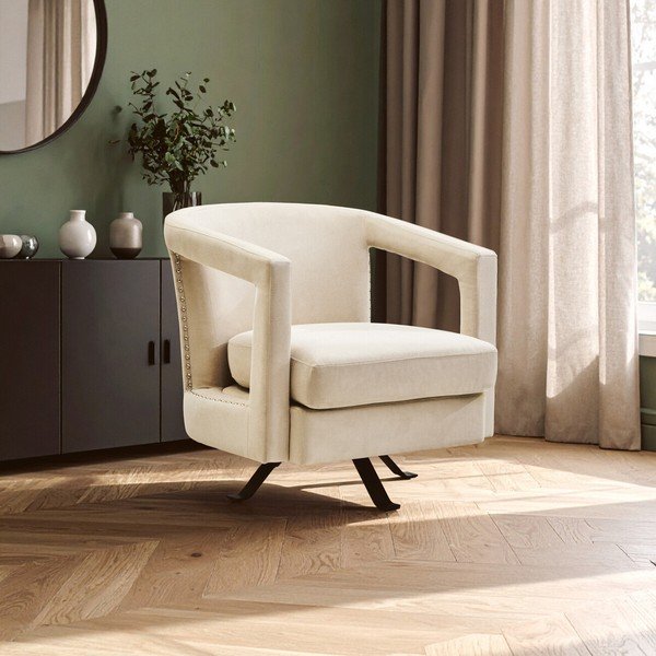 Bež okretna baršunasti fotelja Hestia – Premier Housewares-image-1