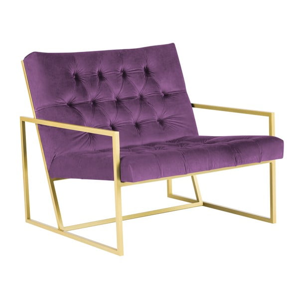 Ljubičasta fotelja s dizajnom u zlatnoj boji Mazzini Sofas Bono