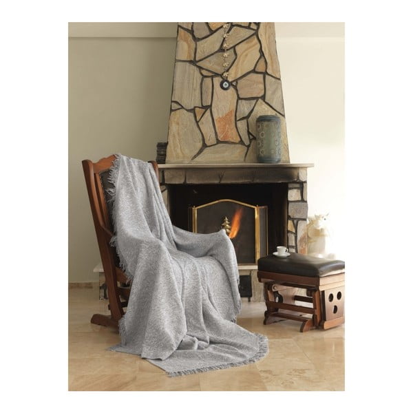 Siva pamučna deka Mismo Linen, 170 x 220 cm