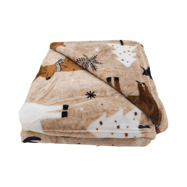 Smeđa deka s božićnim motivom od mikropliša 150x200 cm Nordic Fairytale – My House