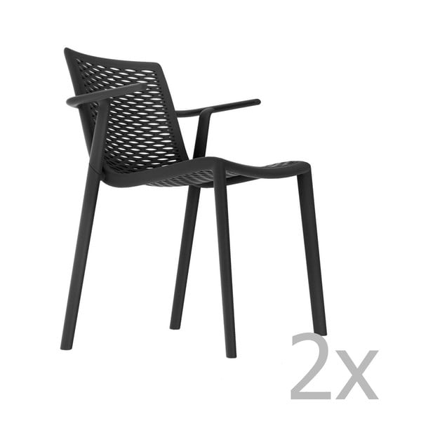 Set od 2 crne vrtne blagovaonske stolice Resol Net-Cat