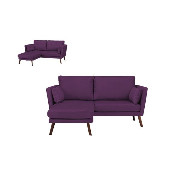 Tamnoljubičasti trosjed Mazzini Sofas Elena, sa ležaljkom na lijevom uglu-image-4