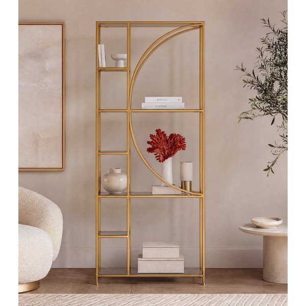 Željezna biblioteka u zlatnoj boji 66x176x25,5 cm Elenor – Bizzotto-image-3