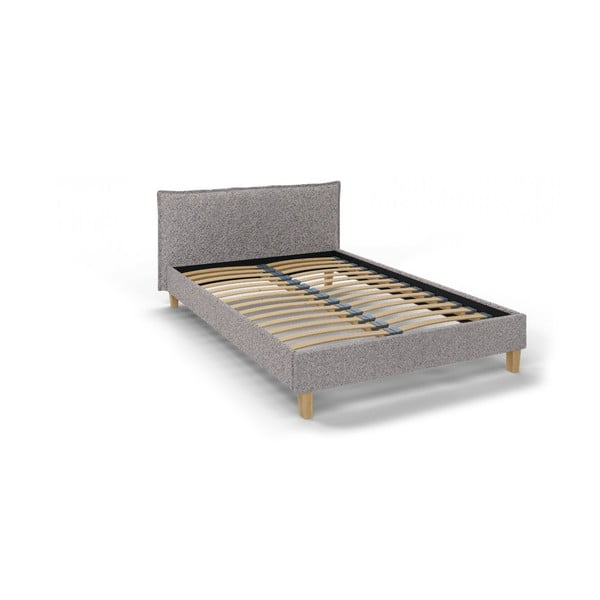 Sivi tapecirani bračni krevet s podnicom 140x200 cm Tina - Ropez