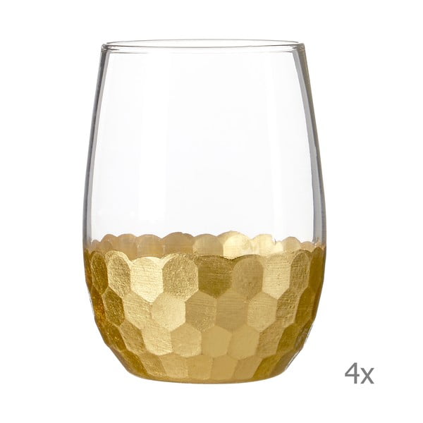 Set od 4 čaša s detaljima zlatni Premier Housewares Astrid, 240 ml