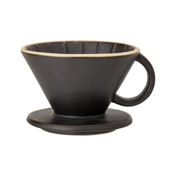 Crna zemljana šalica za pripremu filtrirane kave Bloomingville Leah, ø 11 cm