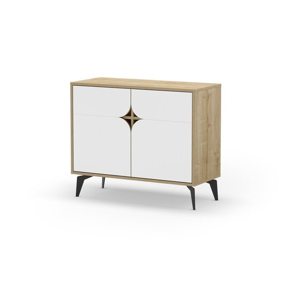 Bijeli/u prirodnoj boji ormarić u dekoru hrasta 95x79 cm Nola – Marckeric-image-2