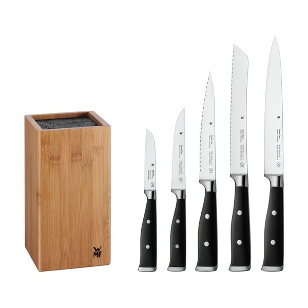 Set od 5 noževa od posebno kovanog nehrđajućeg čelika i kuhinjskog bloka WMF Grand Class