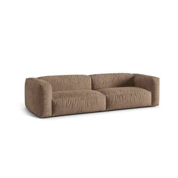 Svjetlo smeđa baršunasti sofa 320 cm Martina – Micadoni -image-1