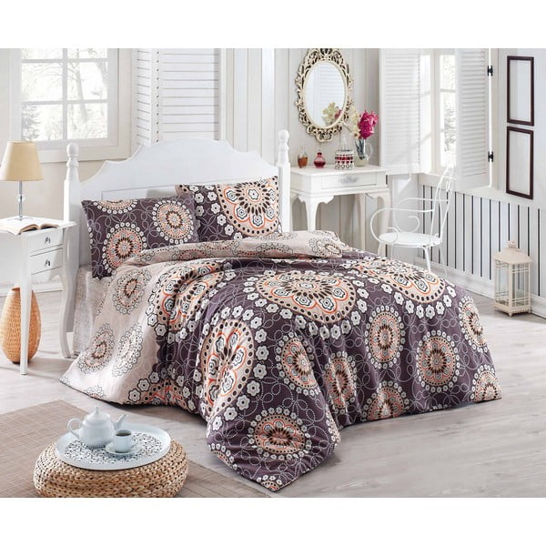 Set prošivenog prekrivača i 2 jastučnice Eponj Home Libra Brown, 200 x 220 cm