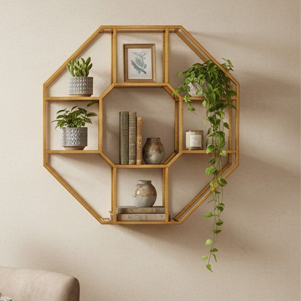Metalna polica s više razina u prirodnoj boji 92 cm Zariah – Premier Housewares-image-2