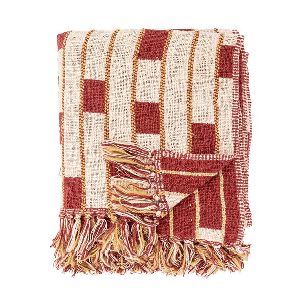 Crvena/bež deka od mješavine pamuka 130x160 cm Cang – Bloomingville-image-3