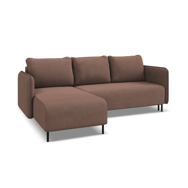 Ružičasta sklopiva/s prostorom za odlaganje kutna garnitura (s lijevim kutom) Luana – Makamii-image-4