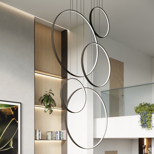 Crna LED viseća svjetiljka aluminijska RIO – Thoro-image-2