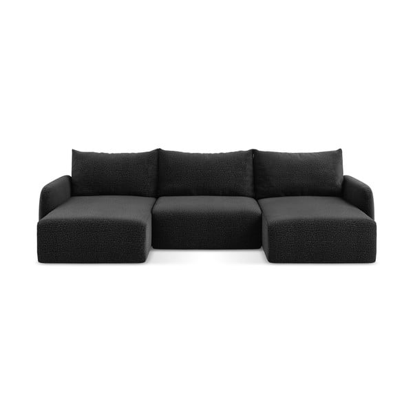 Crna sklopiva/s prostorom za odlaganje kutna garnitura Kalena – Makamii