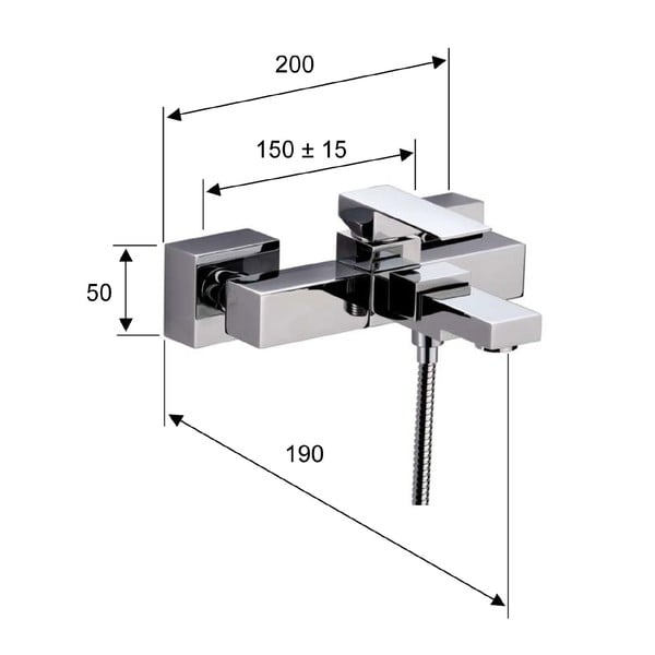 Zidna slavina za kadu u sjajno srebrnoj boji (s 2 izlaza) Latus – Sapho-image-1