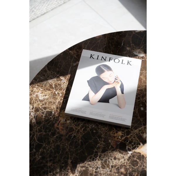 Smeđi mramorni okrugli stolić za kavu 90x90 cm Brooksville - Rowico-image-2