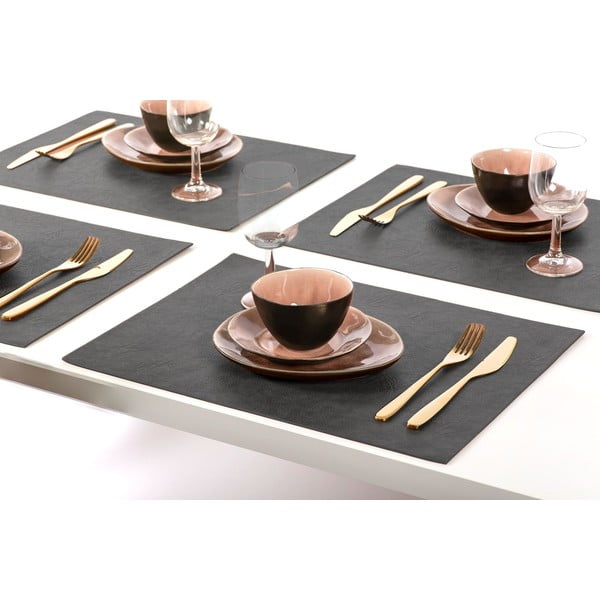 Crna prostirka s imitacijom kože ZicZac Troja Rectangle, 33 x 45 cm-image-1