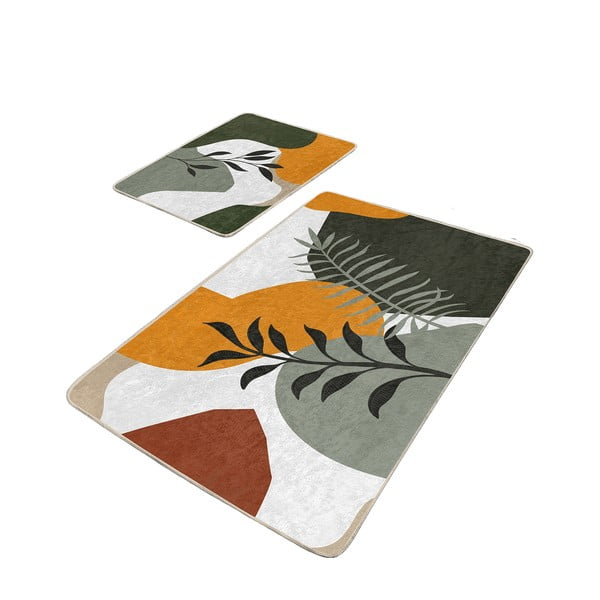 Zelene od samta kupaonske prostirke u setu 2 kom 60x100 cm Illustrated Autumn – Mila Home