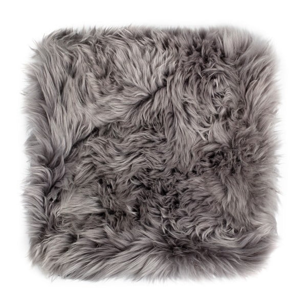 Sivi jastuk za sjedenje od ovčjeg krzna za stolice za blagovaonu Royal Dream Zeland, 40 x 40 cm